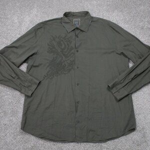 Calvin Klein Garment Dye Shirt Mens XL Green 100% Cotton Embroidered L/S Button